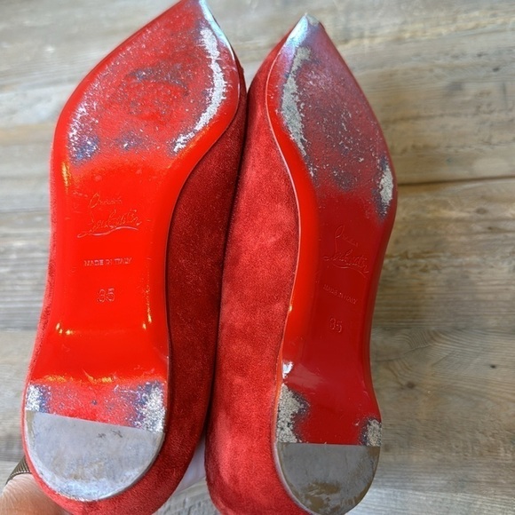 Christian Louboutin Red Pointed Flats Size 35 - Picture 6 of 6